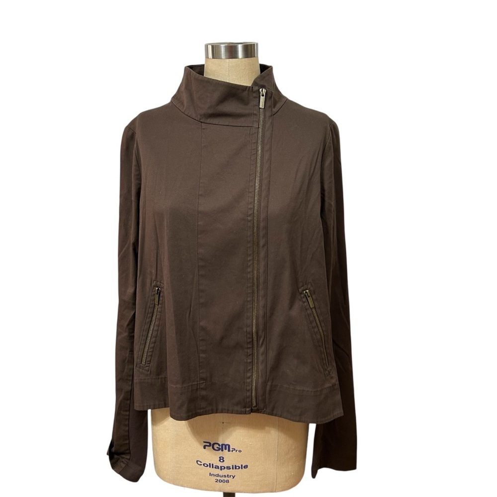 NWT BCBGMaxAzaria Women's Chocolates Brown Zip up Jacket Large Career Academia